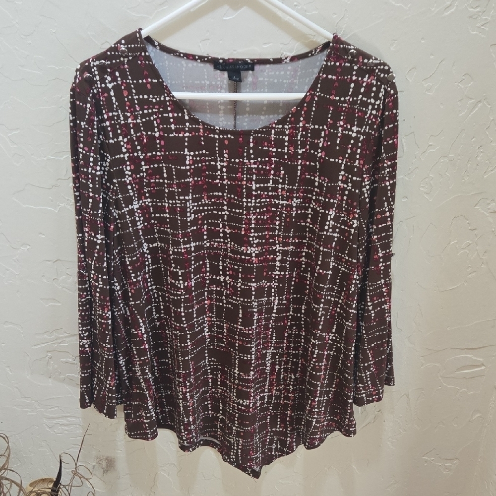 3/$10 Preswick & Moore Geometric Brown Blouse